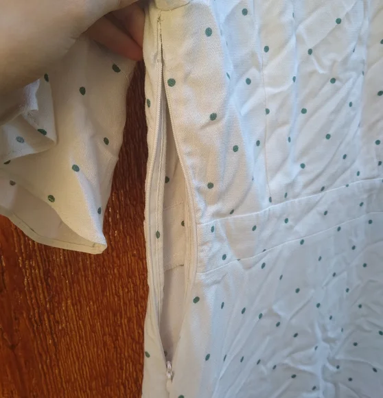 Free People All Yours Cream Green Polka Dot Wrap Bust Tie Mini Dress Small 4 - Picture 5 of 16